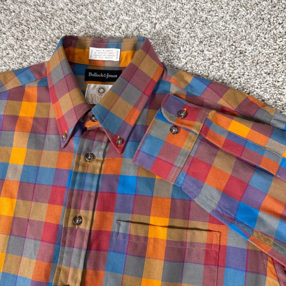 Bullock & Jones Viyella Shirt Mens Large Multi Color Plaid Cotton Wool Canada